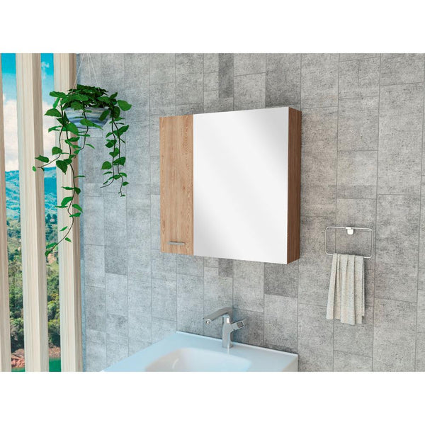 Gabinete de Baño Depp, Miel, con Puerta Espejo Biselado y Dos Entrepaños