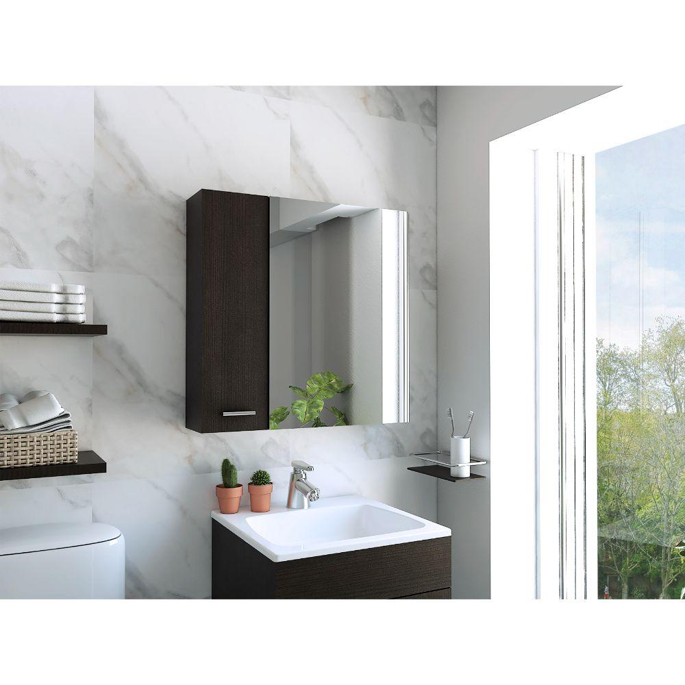 Gabinete de Baño Piero, Wengue, con Espejo Biselado de Buen Tamaño y Varios Entrepaños - VIRTUAL MUEBLES
