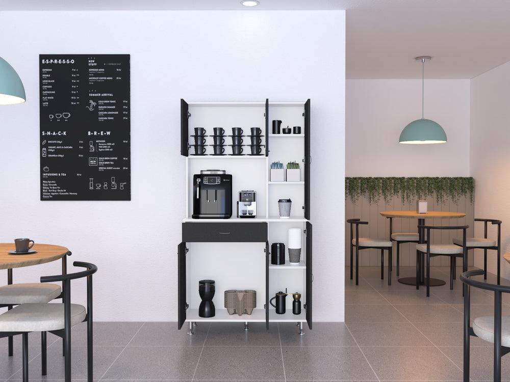 Mueble Multiusos Huzy, Wengue y Blanco, con Amplia Capacidad de Almacenamiento - VIRTUAL MUEBLES