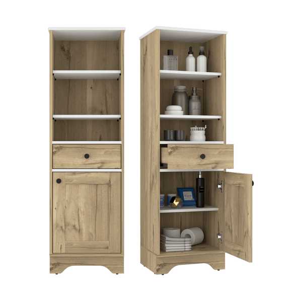 Organizador Malaga, Blanco y Café Claro, Con Una Puerta Y Un Cajón X2