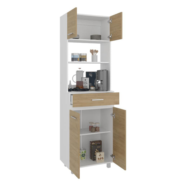 Modulo Microondas Eris, Fresno Europeo y Blanco Duqueza, con cuatro puertas abatible ZF