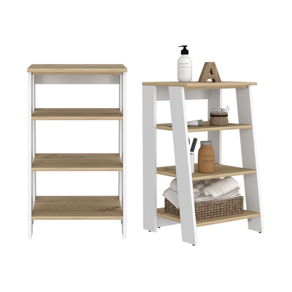 Organizador de Baño Izidro, Café Claro y Blanco, con Múltiples Entrepaños Para Ubicar Objetos X2