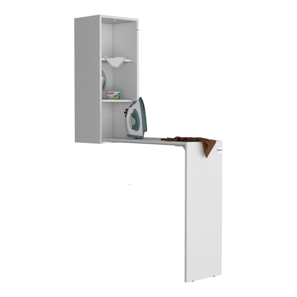 Mesa Para Planchar Plegable a la Pared Vesper, Blanco, con Amplia Superficie Baja Para Almacenamiento