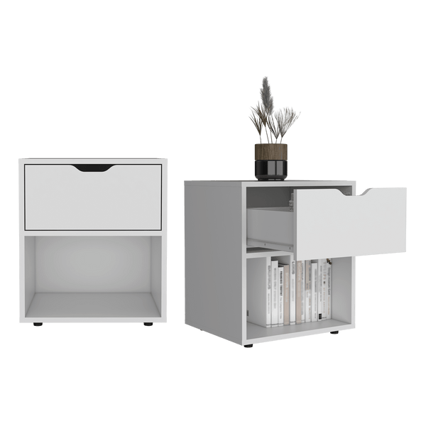 Mesa de Noche Aberdin, Blanco, con deslizadores plasticos ZF X2