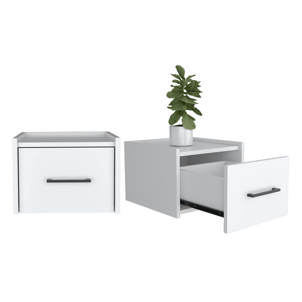 Mesa de Noche Flotante Boa, Blanco, Con Espacio Para Colocar Objetos Decorativos ZF X2