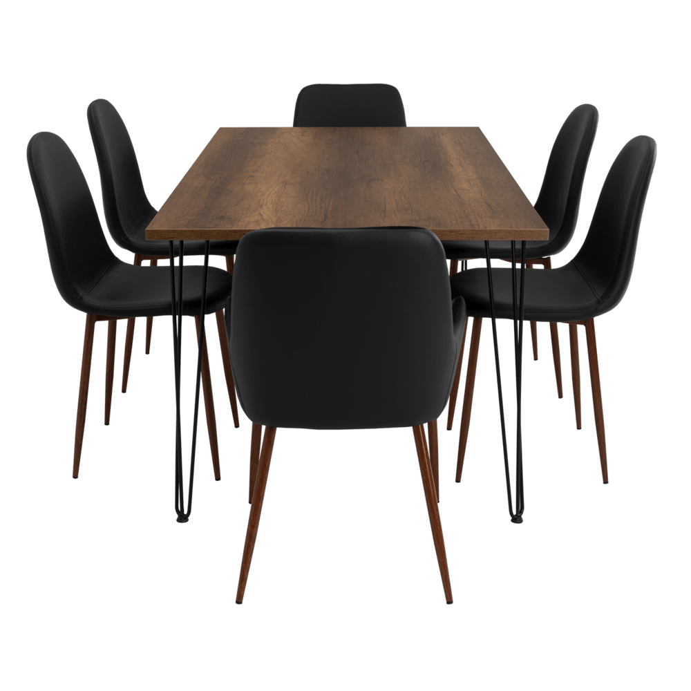 Combo Comedor Vimeno, Cobre, Wengue y Café Claro, Incluye Comedor y 6 Sillas - VIRTUAL MUEBLES