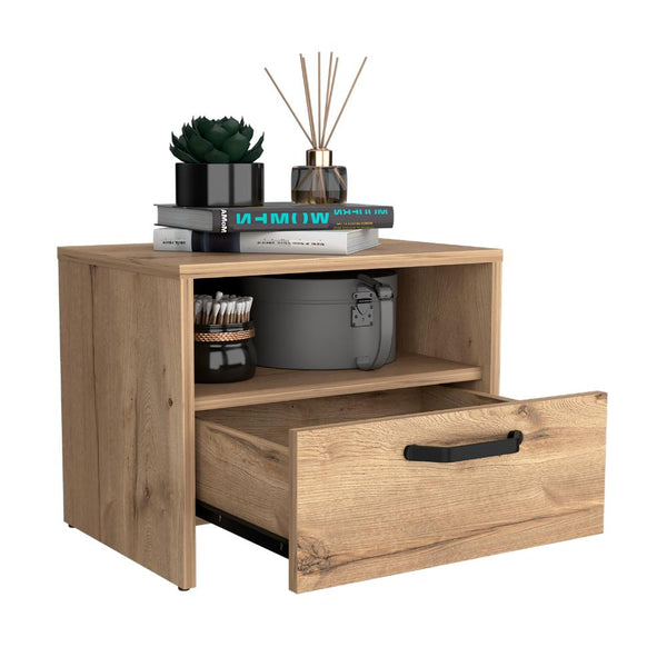 Mesa de Noche Oliveri, Café Claro, con un cajón