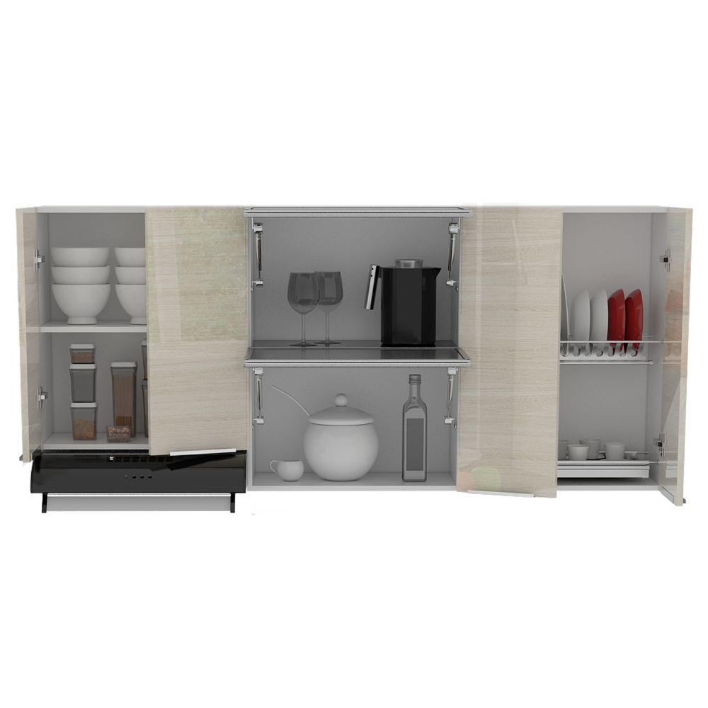 Gabinete Superior Tongo, Blanco y Blanco, con Módulo Campana y Para Mesón A La Izquierda O Derecha - VIRTUAL MUEBLES