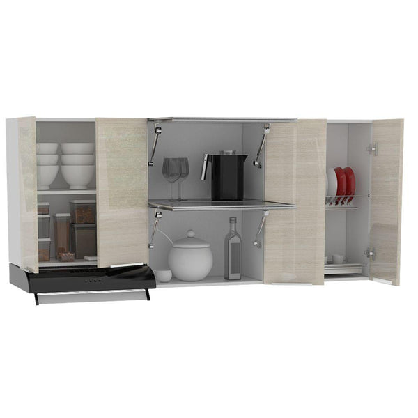 Gabinete Superior Tongo, Blanco y Blanco, con Módulo Campana y Para Mesón A La Izquierda O Derecha - VIRTUAL MUEBLES