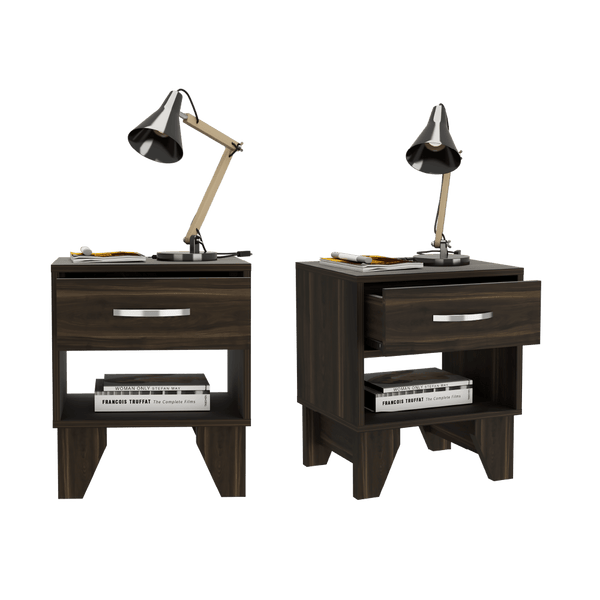 Mesa de Noche Daka color Caoba para Habitación.