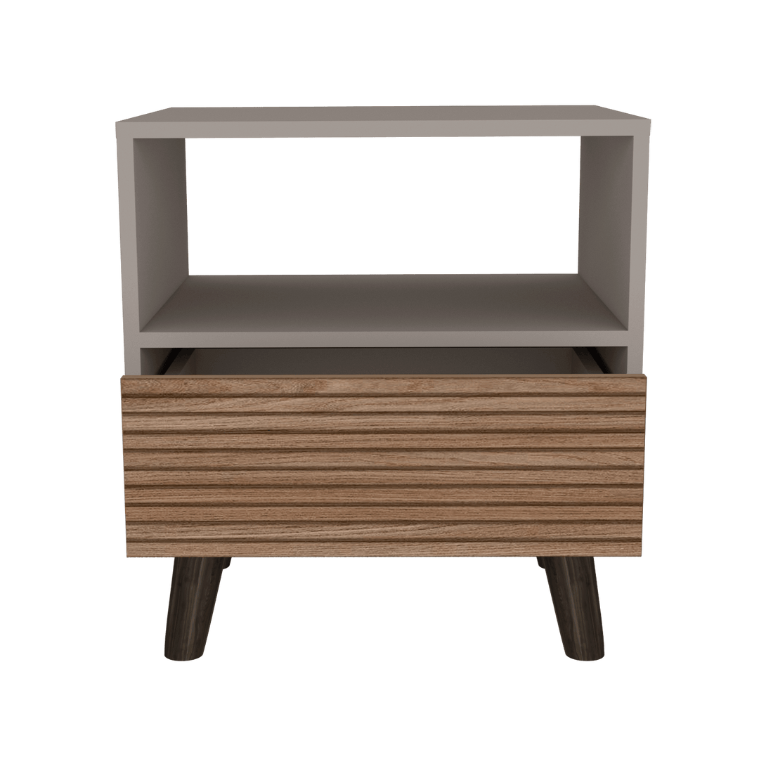 Mesa de Noche, Mirabella, Cocoa, con un Cajón y Amplio espacio para Almacenar Objetos - VIRTUAL MUEBLES
