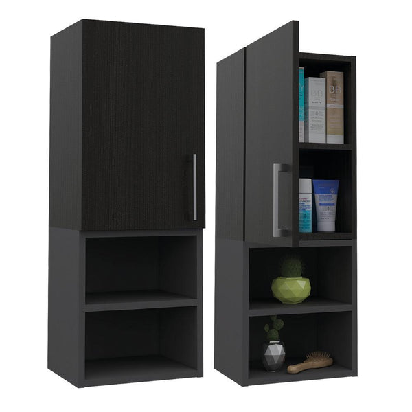 Gabinete De Baño Oporto X2, color Negro Y Plata Oscuro para Baño.