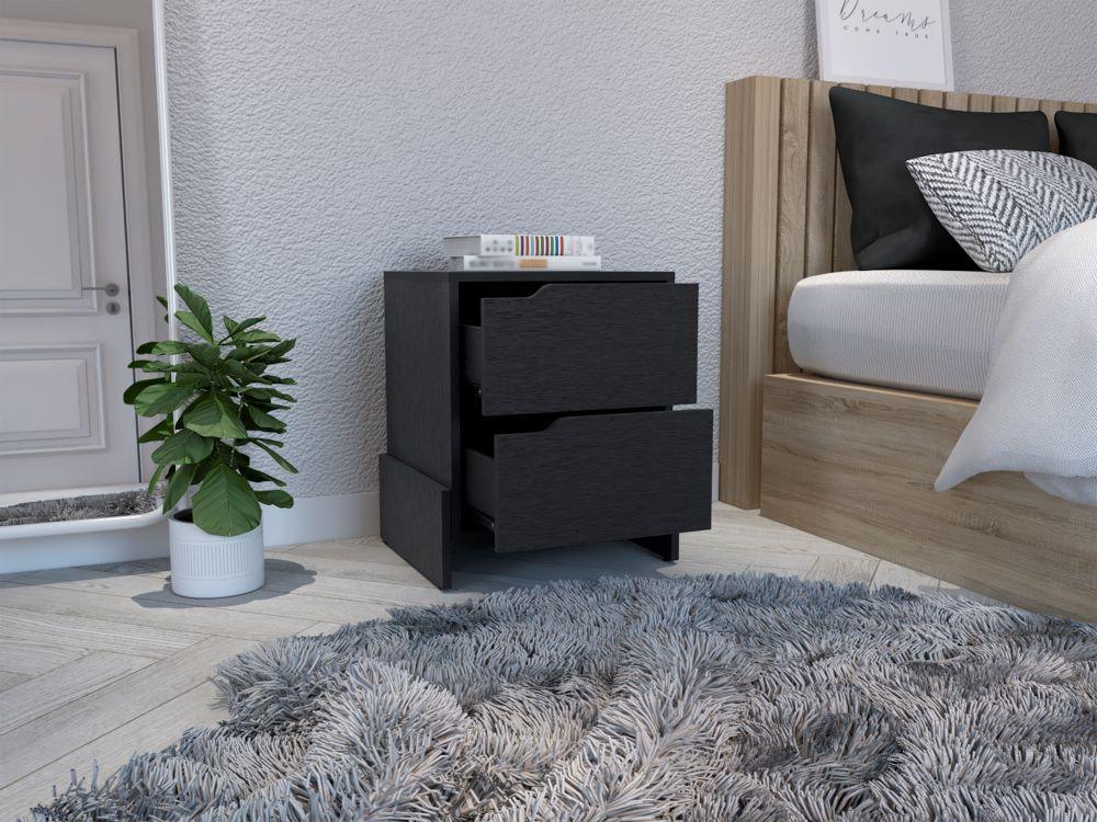 Mesa de Noche Douglas, Wengue, con Dos Cajones Organizadores X2 - VIRTUAL MUEBLES