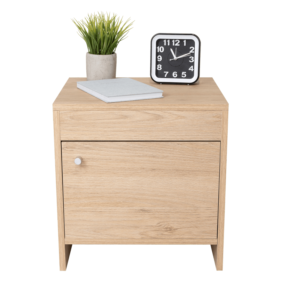 Mesa de Noche Tutto, Beige, con Cajón Para Guardar Objetos Ideal Para Espacios Reducidos X2 - VIRTUAL MUEBLES