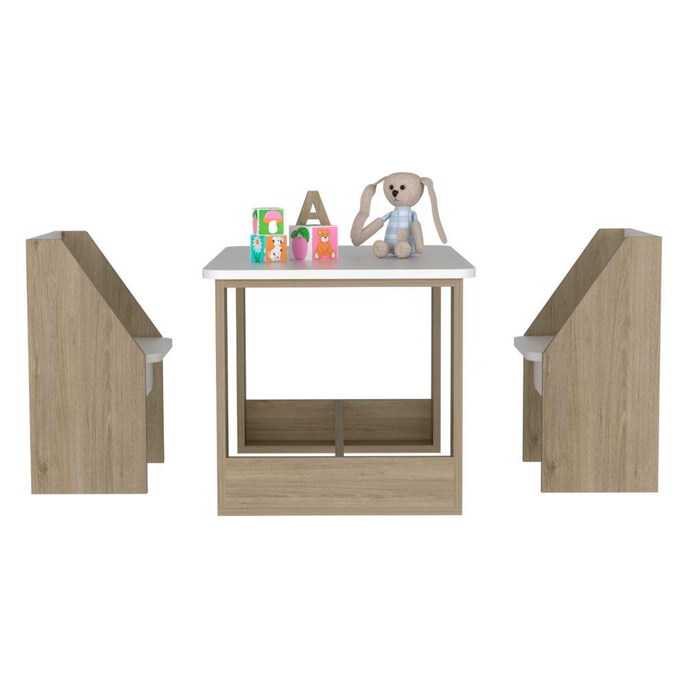 Mesa Infantil Romma color Beige y Blanco para Sala.