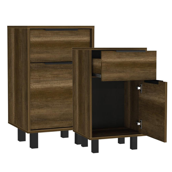 Mesa de Noche Wesley color Cobre y Wengue para Habitación.