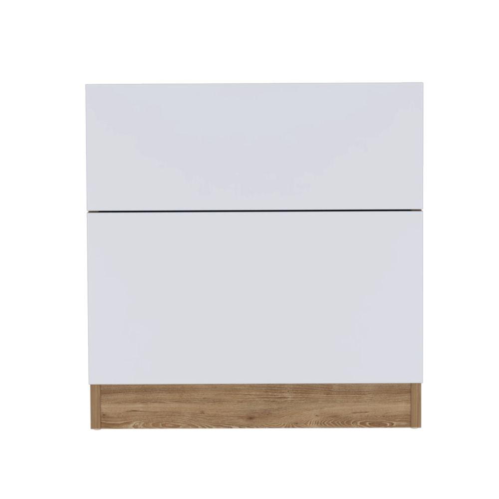 Mesa de Noche Nebrask color Miel y Blanco Duqueza para Habitación.