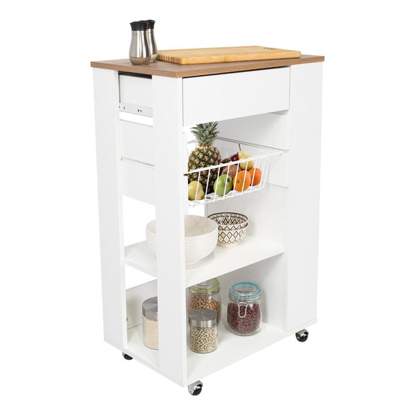 Organizador de Cocina Alhena, Blanco y Moca, con Entrepaños Para Ubicar Elementos de Cocina