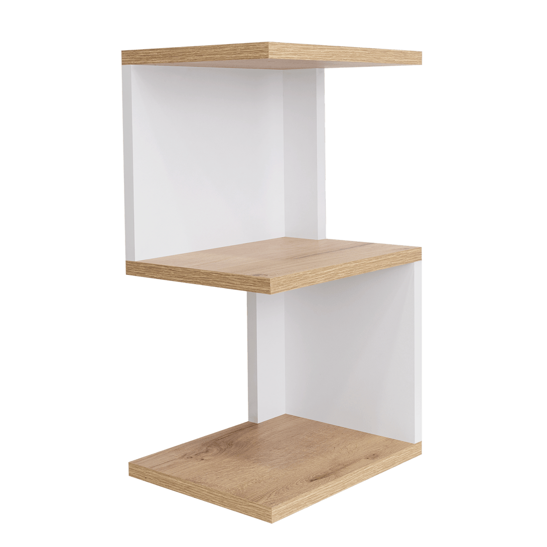 Repisa Esquinera Índigo, Beige y Blanco, con dos entrepaños - VIRTUAL MUEBLES