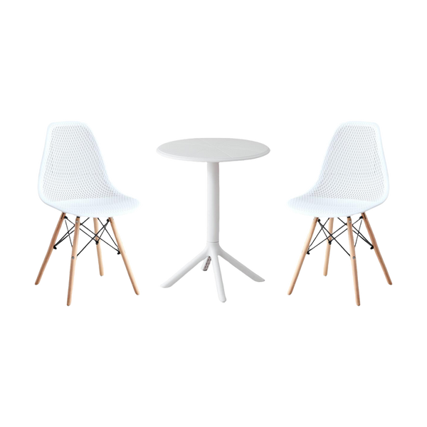 Combo Eder, Incluye Mesa Redonda y 2 Sillas en Color Blanco