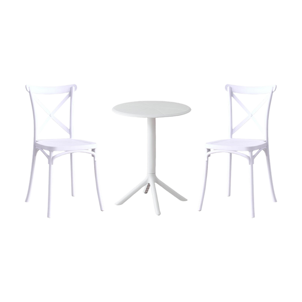 Combo Alan, Incluye Mesa Redonda y 2 Sillas en Color Blanco