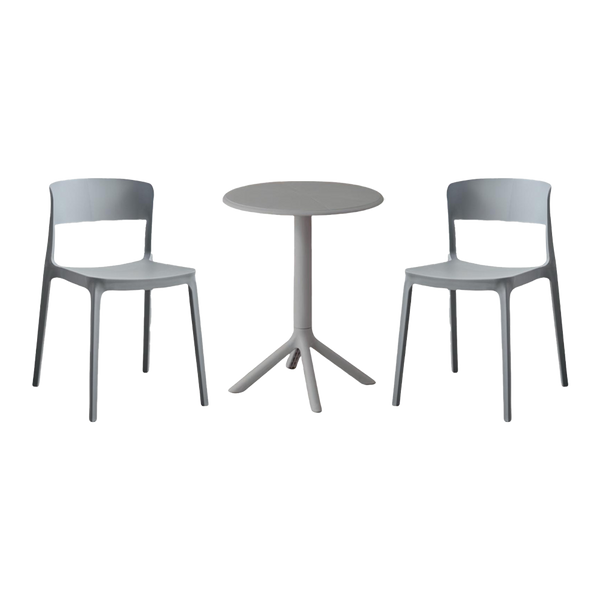 Combo zen, Incluye Mesa Redonda y 2 Sillas en Color Gris Oscuro