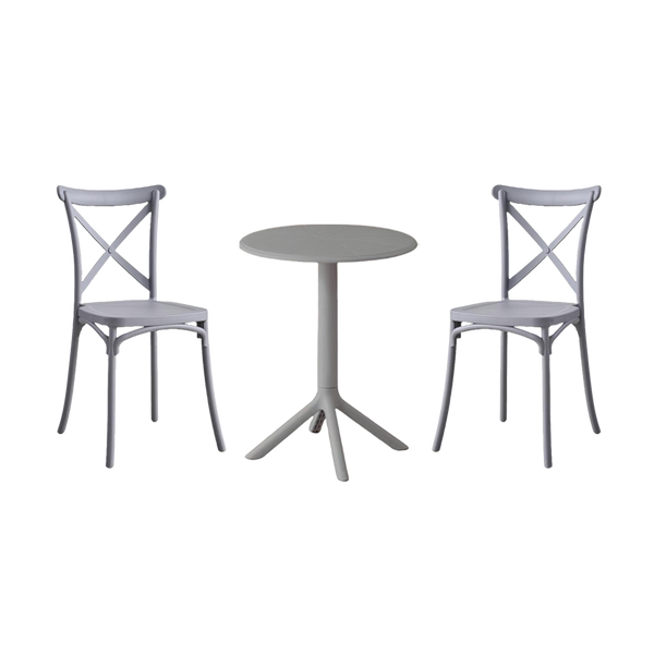 Combo Boreal, Incluye Mesa Redonda y 2 Sillas en Color Gris Oscuro