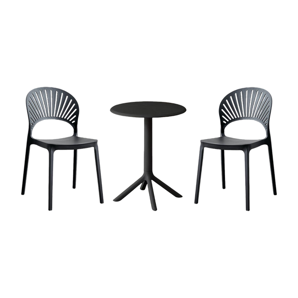 Combo Gaia, Incluye Mesa Redonda y 2 Sillas en color Negro