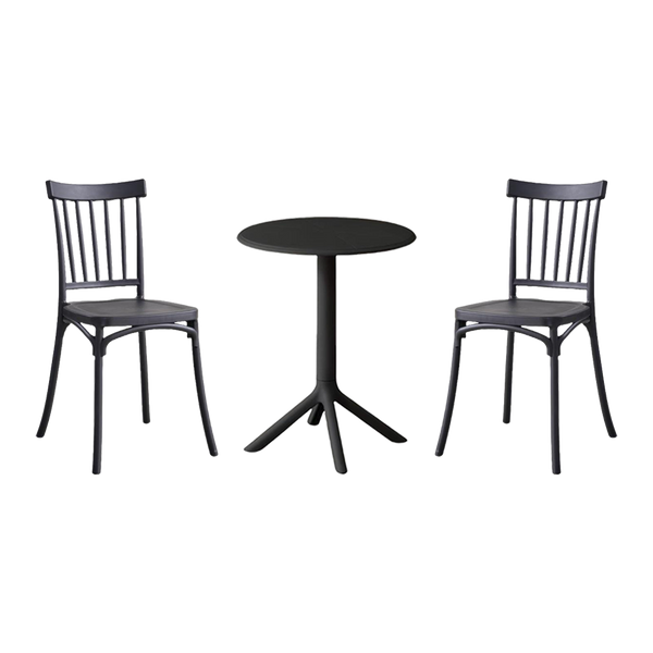 Combo Cele, Incluye Mesa Redonda y 2 Sillas en color Negro