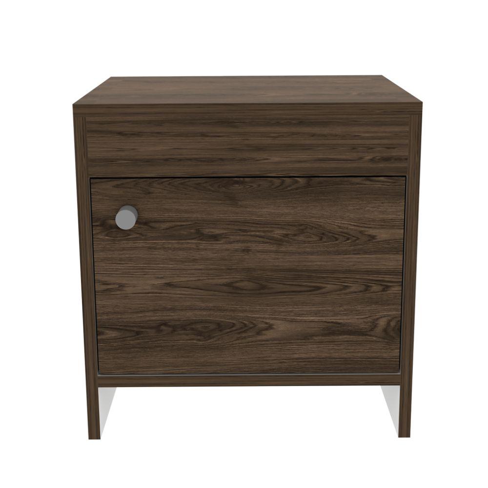 Mesa de Noche Tutto color Chocolate y Blanco para Habitación.