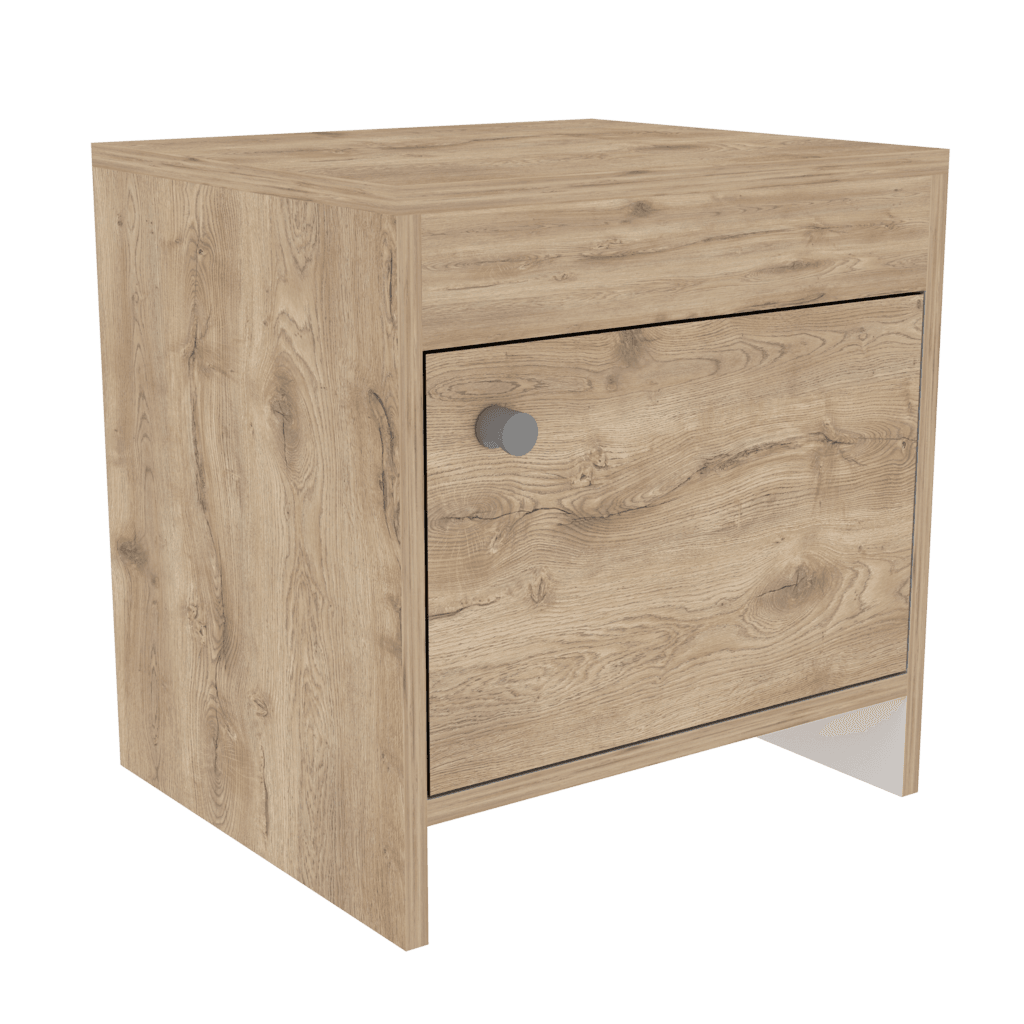 Mesa de Noche Tutto color Macadamia y Blanco Duqueza para Habitación.