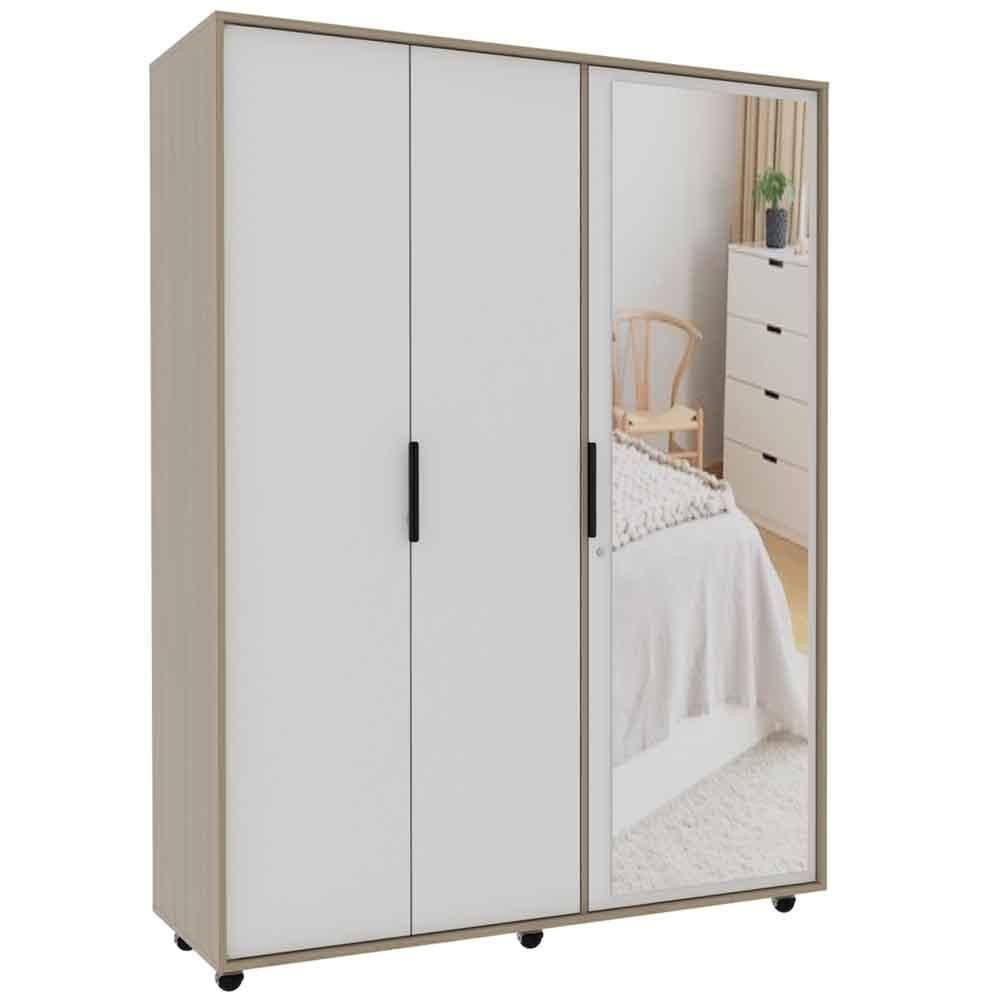Closet Wesley con Espejo color Beige y Blanco para Habitación.