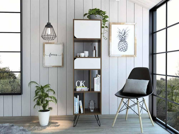 Biblioteca Owen color Castaño y Blanco para Oficina.