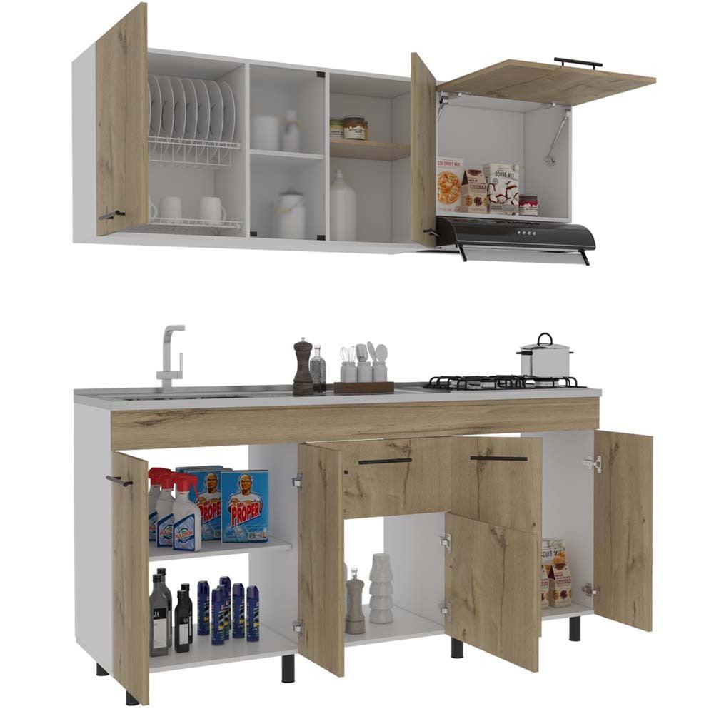 Cocina Integral Mason color Café claro y Blanco.