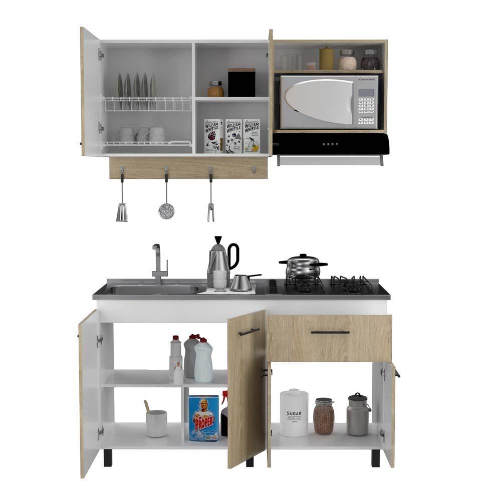 Cocina Integral Hamburgo color Beige y Blanco.