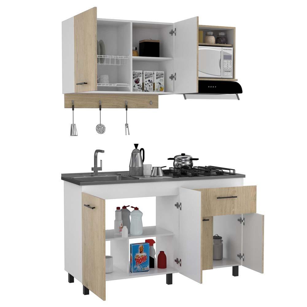 Cocina Integral Hamburgo color Beige y Blanco.
