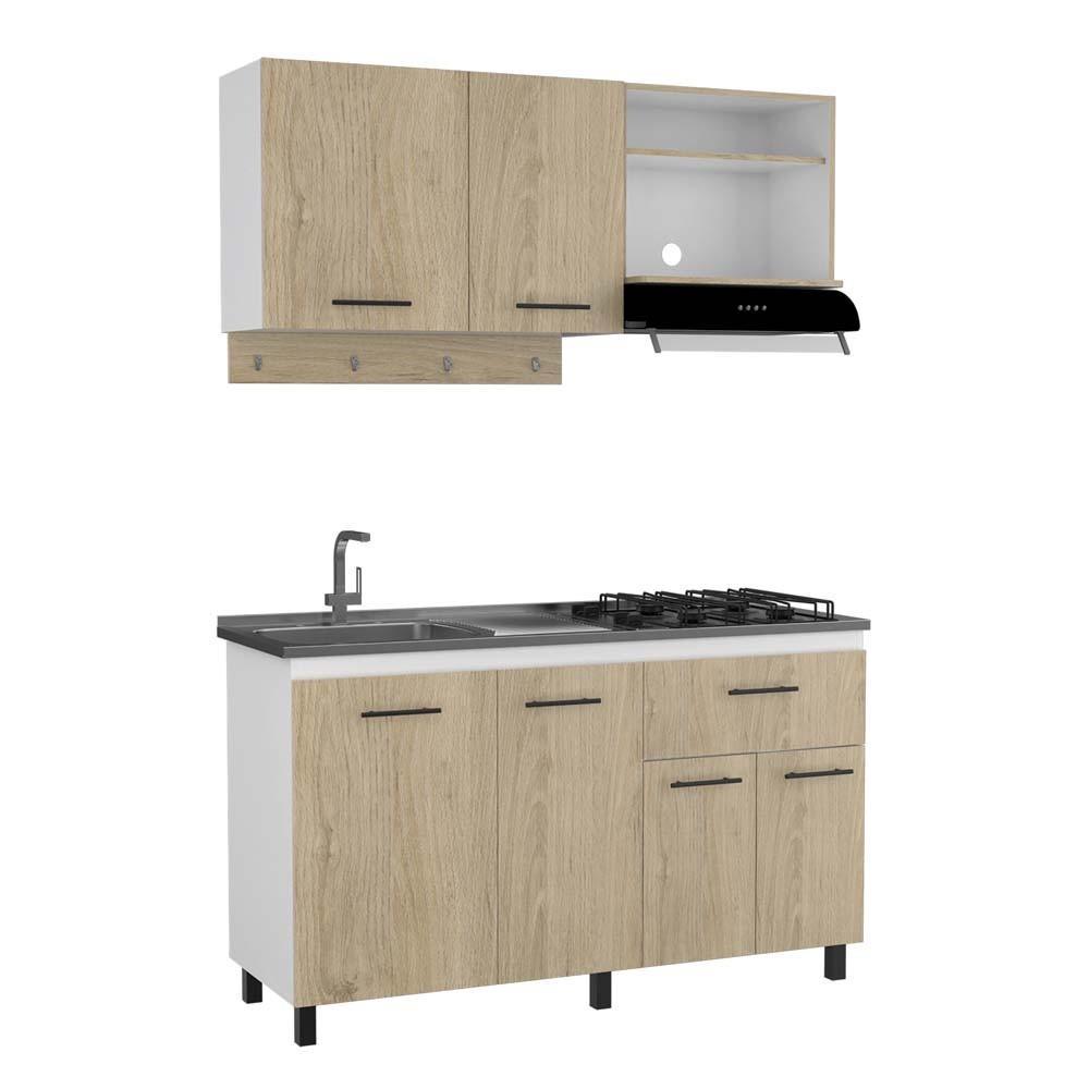 Cocina Integral Hamburgo color Beige y Blanco.