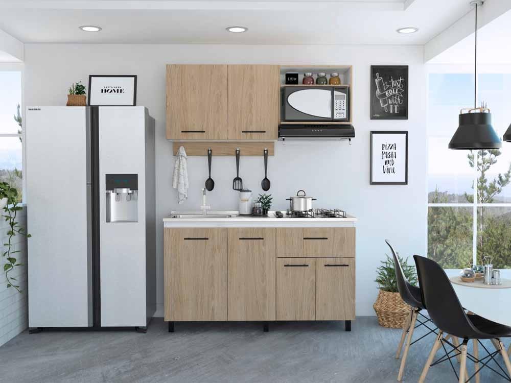 Cocina Integral Hamburgo color Beige y Blanco.