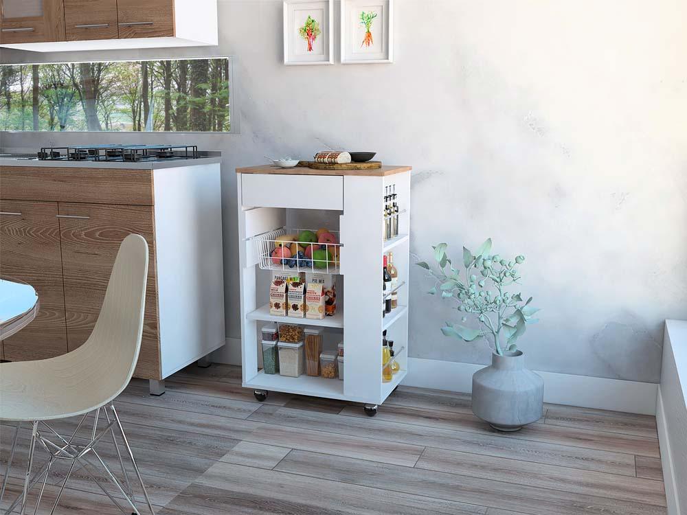 Barra de Cocina Mohana color Blanco y Miel para Cocina.