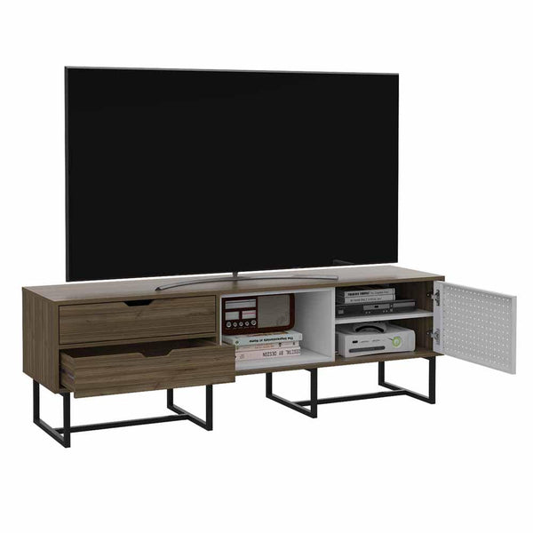 Mesa para TV Maryland color Castaño y Blanco para Sala.